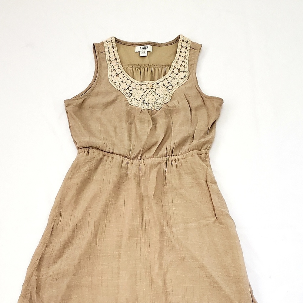Girls Khaki Linen Look Dress